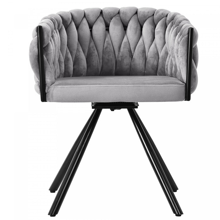 Amelia Velvet Swivel Dining Chairs with Tufted Upholstered and Metal Legs Set of 4, Grey