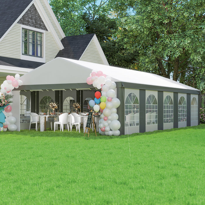 Outsunny 20'x33' Large Party Tent & Carport for Outdoor Events, Grey
