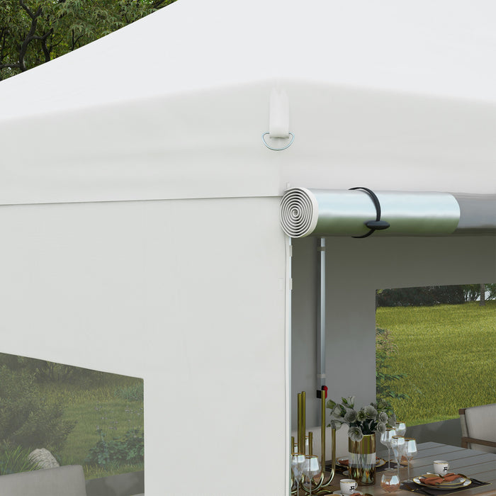 Outsunny 20' X 10' Pop-up Canopy Instant Tent Shelter W/ Roller Bag, White