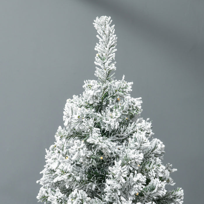 Homcom 7.5ft Snow Flocked Artificial Christmas Tree With Lights