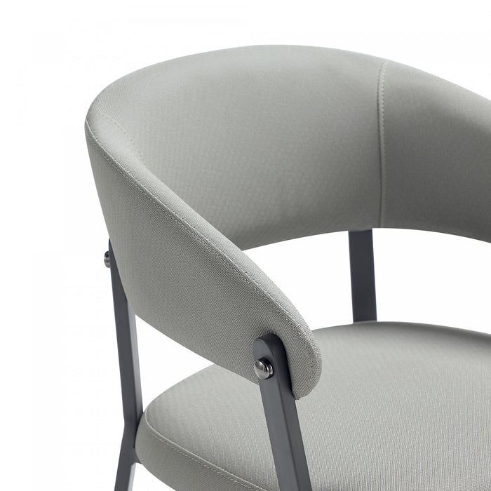 Belle Modern Metal Upholstered Dining Chair in Stone Gray