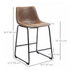 HOMCOM Bar Stools Set of 2, Counter Height Barstools with Back