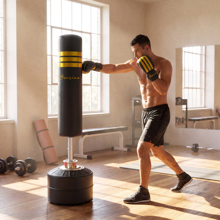 Soozier 70\" Freestanding Punching Bag with 12 Suction Cups, Boxing Gloves