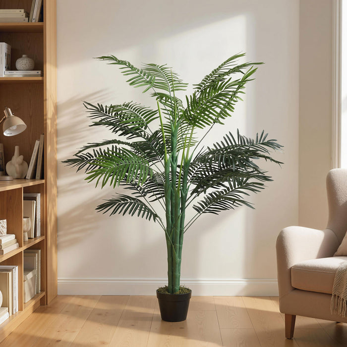 Outsunny 5FT Artificial Tropical Palm Tree Faux Plant with Lifelike Leaves