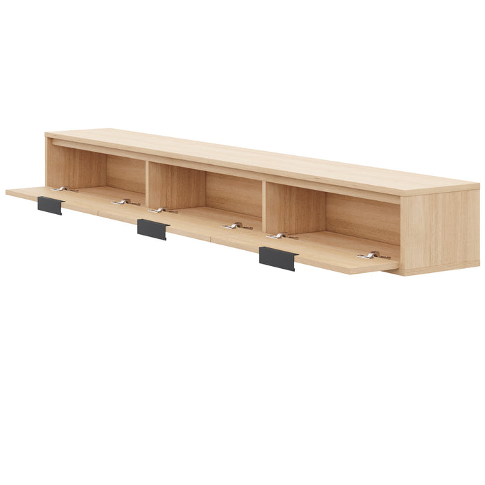 Nordika Slim 72\" Wall-Mounted TV Stand with 3 Storage Cabinets - Natural Blonde Oak