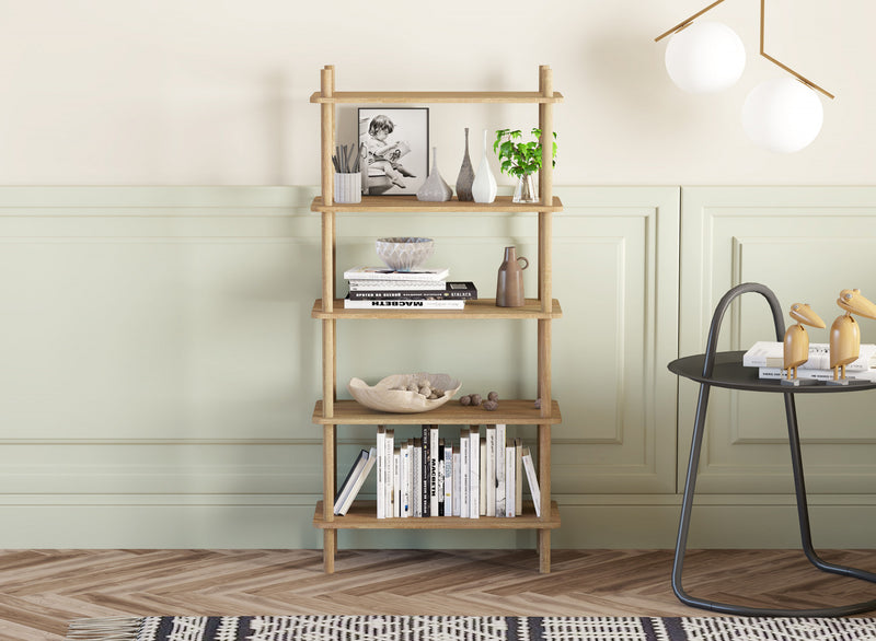  52” Open Bookcase With 5 Shelves - Natural