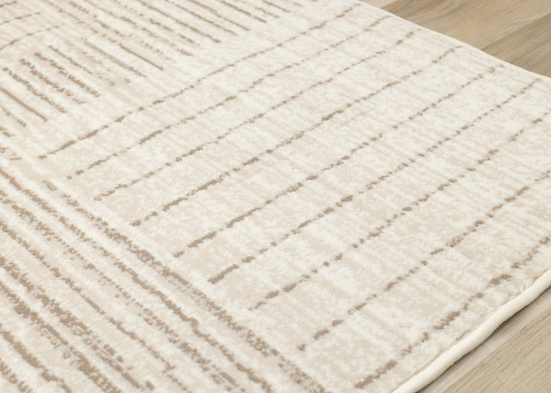 Florence Brown Cream Geometric Linework Design Rug, 6'7\" x 9'6\" Indoor Area Rug