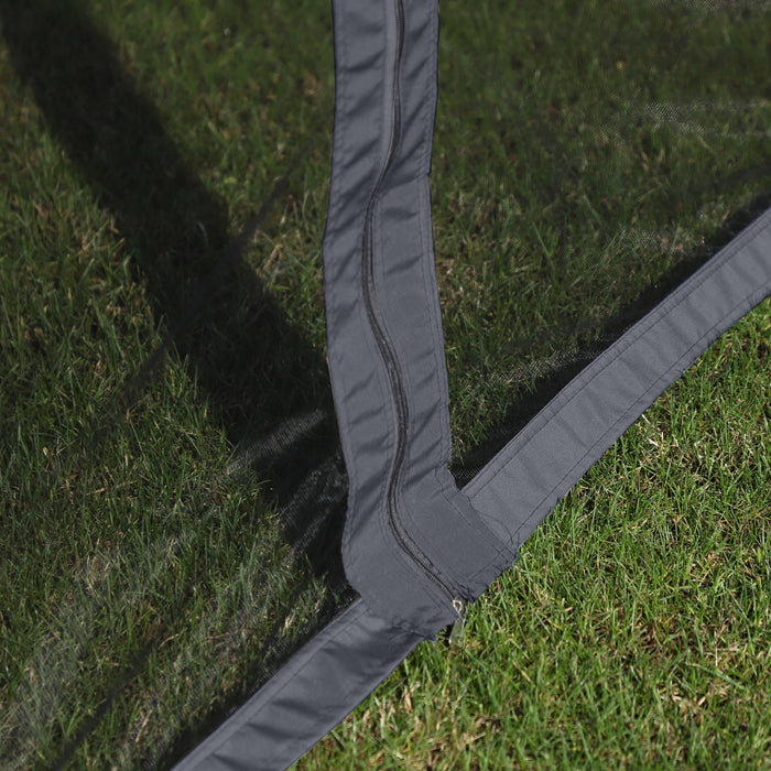 Outsunny 13' X 10' Outdoor Patio Gazebo Canopy With 2-tier Polyester Roof, Vented Mesh Sidewall & Strong Aluminum Frame, Black