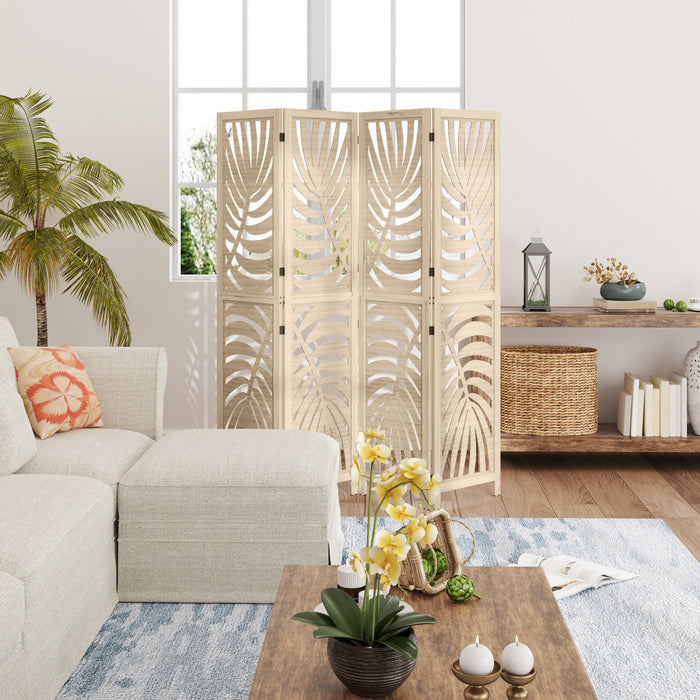 Homcom 4 Panel Room Divider, Detachable Privacy Screens, Natural Wood
