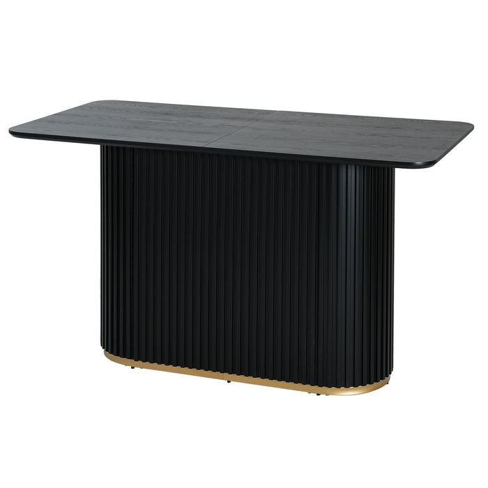 Jett 63 Inch Modern Industrial Dining Table with MDF & Iron Pedestal Base, Black
