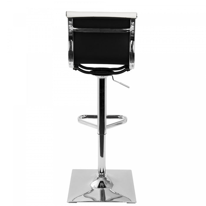 LumiSource Masters Faux Leather Contemporary Adjustable Barstool with Swivel - White