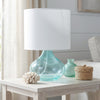 Ryley Glass Raindrop Table Lamp, Teal, 13.75"H | Ryley Lampe de table en verre motif gouttes de pluie, Sarcelle, 13,75 po H