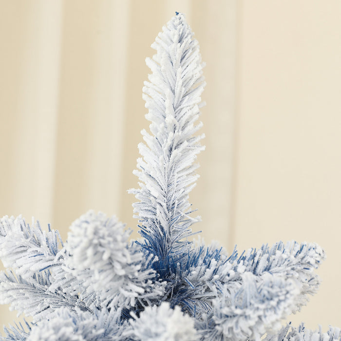 Homcom 6 Ft Artificial Christmas Tree With Snow Flocked Branches, Hinge
