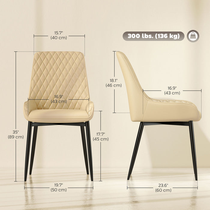 HOMCOM Dining Chairs Set of 4, PU Leather Kitchen Chairs with Steel Legs