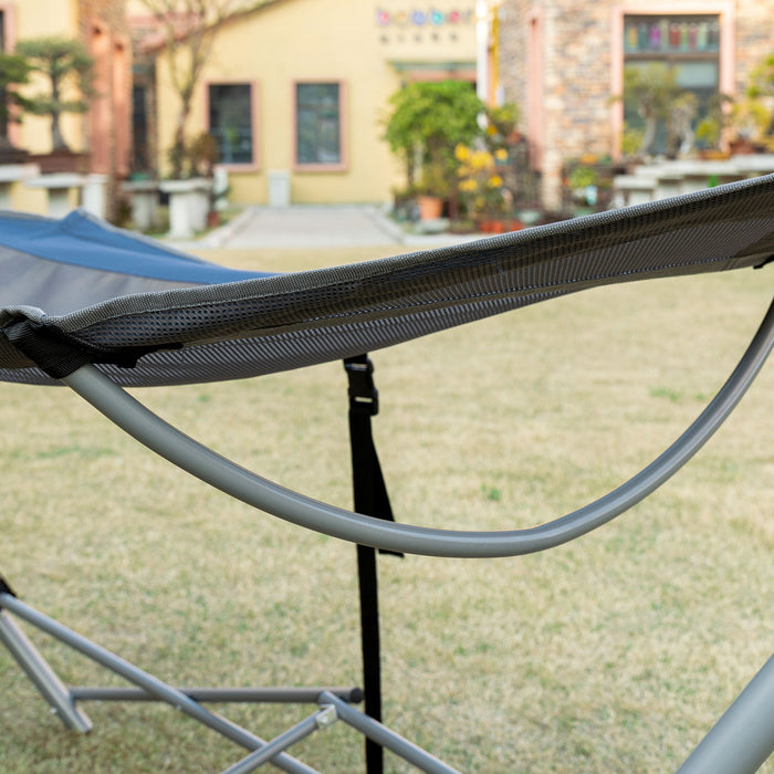 Outsunny Foldable Outdoor Hammock With Stand, Portable Hammock Bed With Carrying Bag And Pocket For Travel, Beach, Backyard, Patio, Hiking, Dark Blue