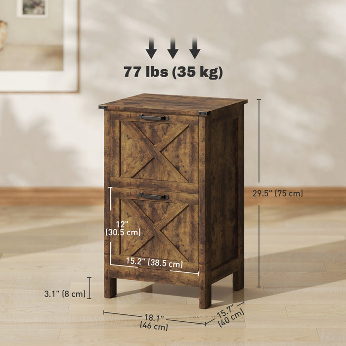 HOMCOM File Cabinet with 2 Drawers Filing Cabinet for A4 Letter, Brown