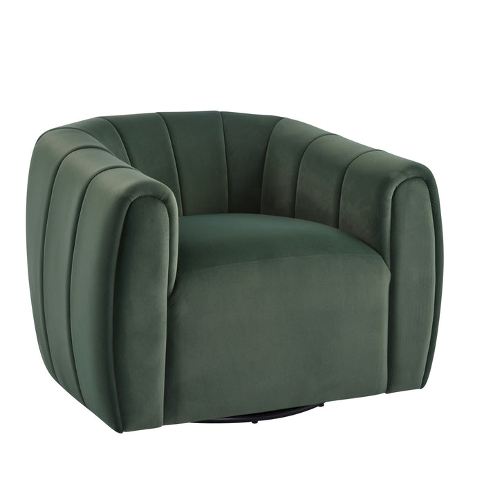 Vela Modern Velvet Swivel Club Chair with Tub Design, Black, Olive Green