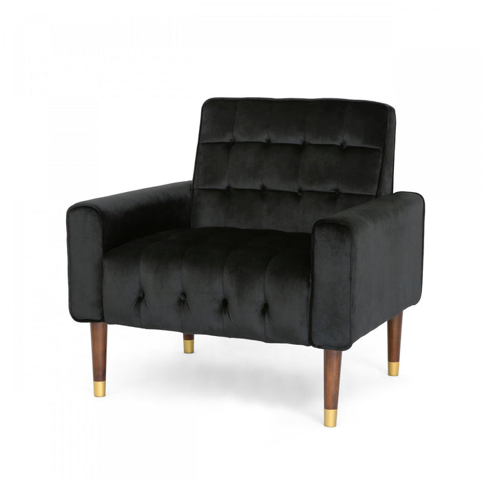 Lucas Modern Accent Seating Arm Chair With Tufted Back,polyester Upholstery,black Accent Chair