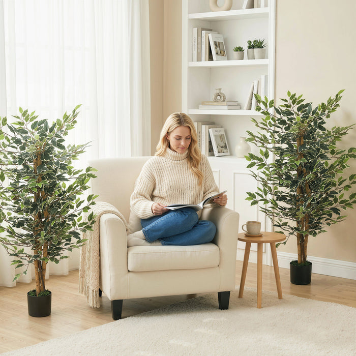 HOMCOM 4.3FT Artificial Ficus Tree for Indoor Decoration
