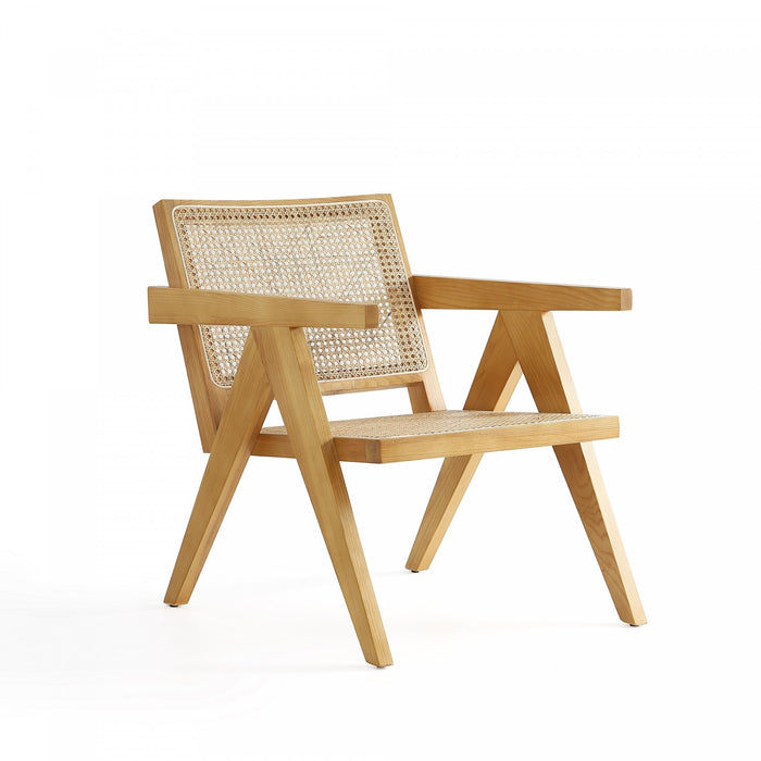 Hamlet Industry Chic Cane Back Wood Accent Armchair in Natural - Set of 2