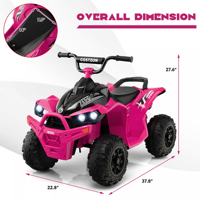 Costway 12v Battery Powered Kids Ride On Atv Electric 4-wheeler Quad Car With Mp3 & Light