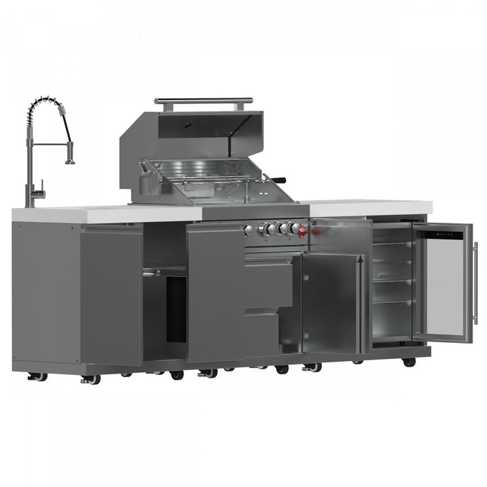 FORNO Bulnes Outdoor Kitchen 60,000 BTU Stainless Steel BBQ & White Countertops - FODKT2506WHT