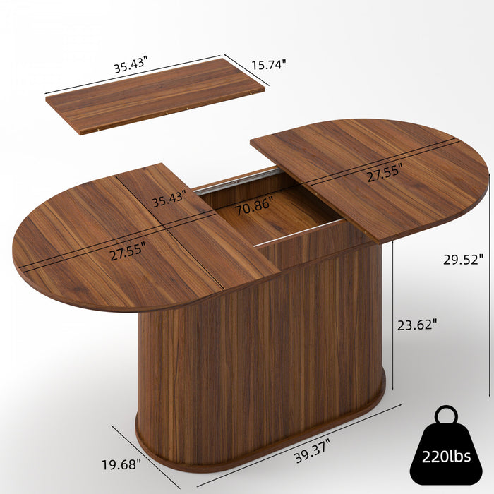Noah Extendable Oval Dining Table with Striped Legs,Brown
