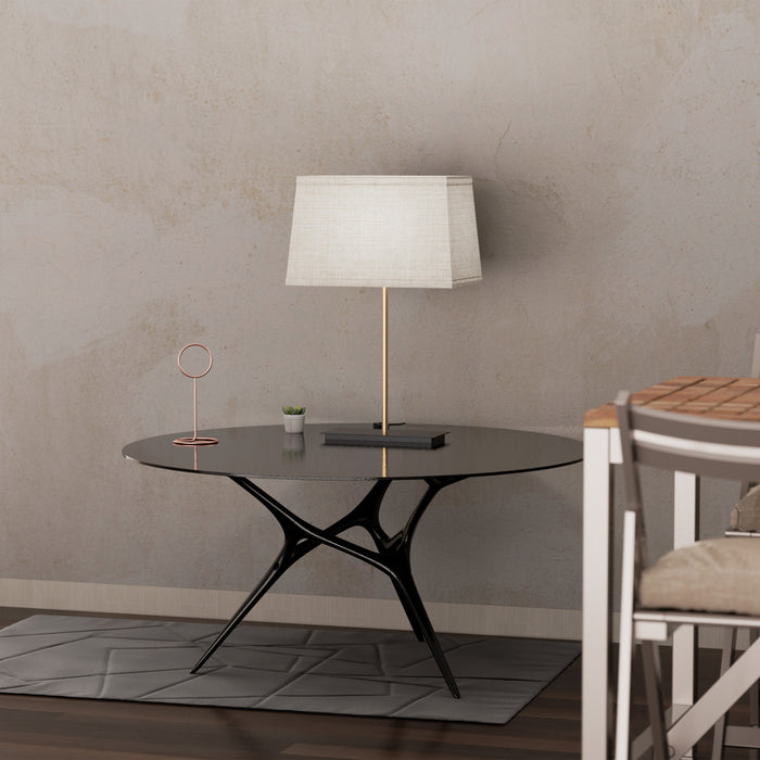 24\" Gold Classic Square Table Lamp with Textured Shade