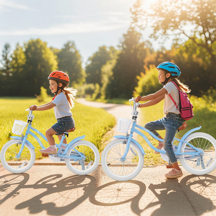 Costway 18\" Kids Bike Toddler Bicycle With Training Wheel Kickstand For 4-8 Years Blue