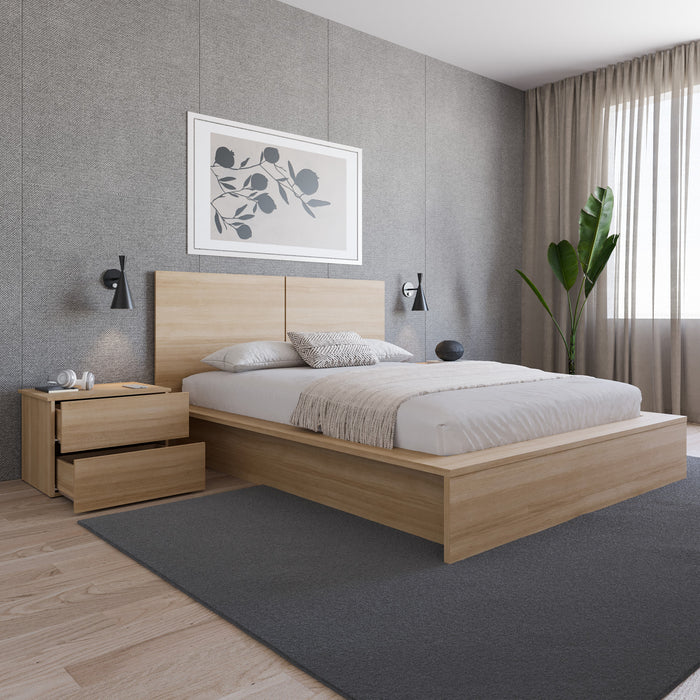 Nordika James Nightstand with 2-Drawers - Natural Blonde Oak