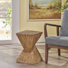 Zane 18" MGO Geometric Twisted Accent Table, Unique Wood Grain Indoor Side Table, Natural | Table d'appoint geometrique torsadee Zane 18 pouces MGO, table laterale interieure a grain de bois, naturel