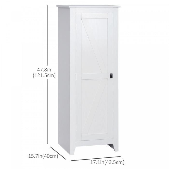 HOMCOM 48\" Kitchen Pantry, Storage Cabinet with Barn Door, White
