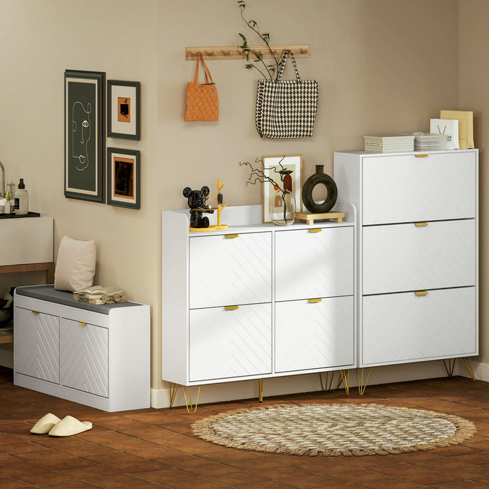 HOMCOM Shoe Storage Cabinet with 3 Flip Drawers for 18 Pairs of Shoes White