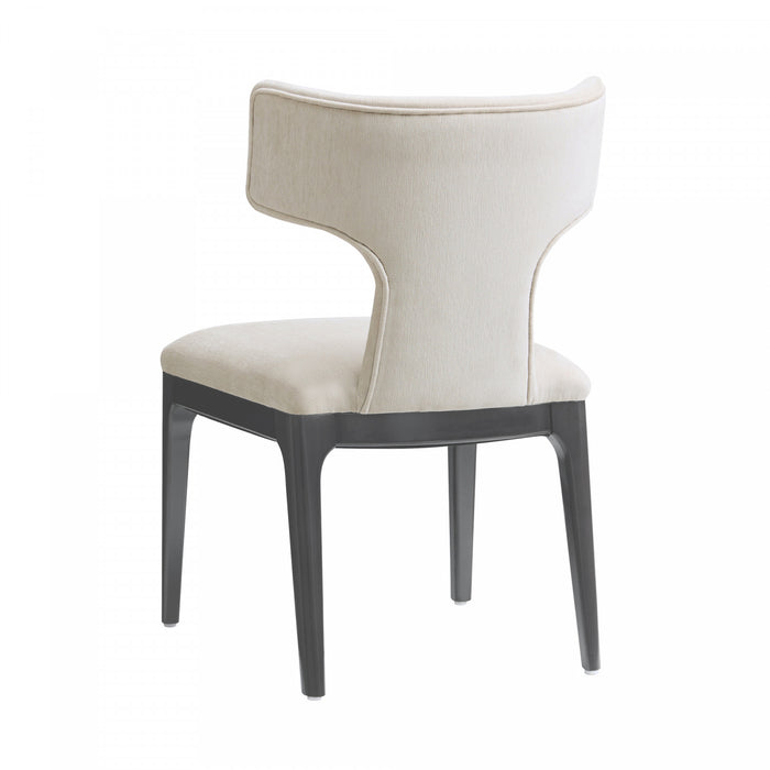 Eloria Mid-Century Modern Chenille Wood Side Chair in Cream - Set of 2