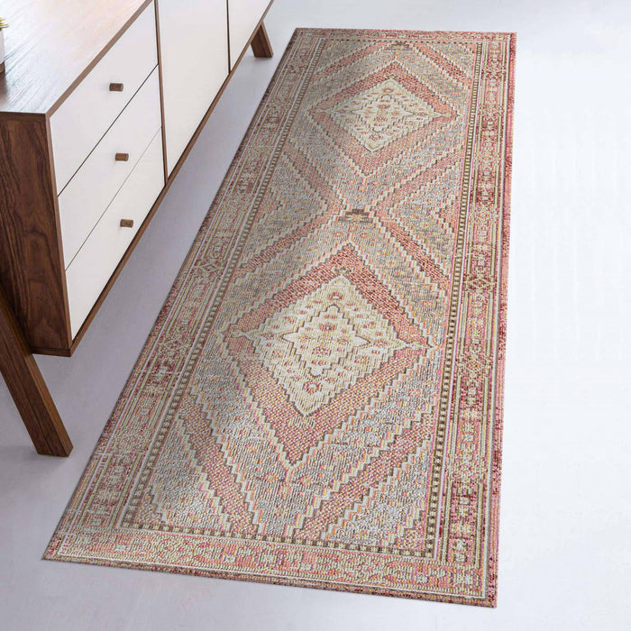 Poppy Traditional 2'7\" x 8'0\" Runner Rug in Pink Indoor Area Rug