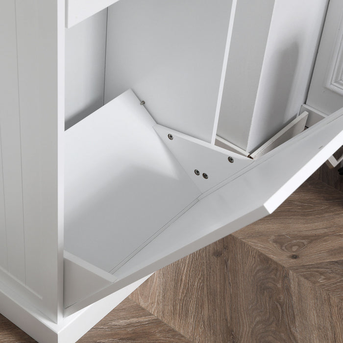 HOMCOM Tilt Out Trash Cabinet, Hidden Garbage Bin Cabinet with Drawer