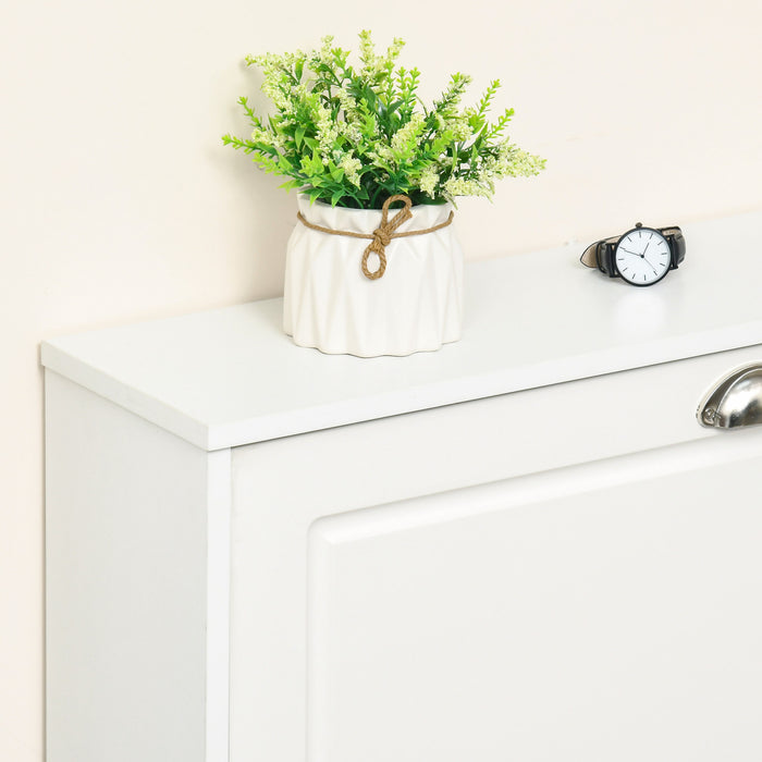 HOMCOM Narrow Shoe Cabinet with 3 Flip Drawers for Entryway