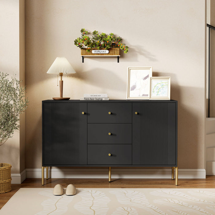 HOMCOM 47\" Buffet Cabinet with 3 Drawers and 2 Doors Modern Sideboard Black