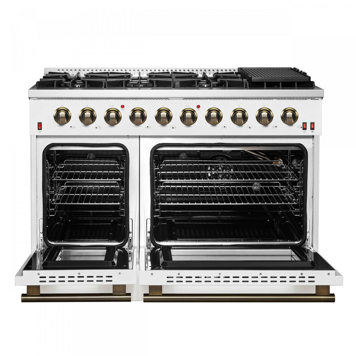 Forno Galiano 48-inch Gas Range White, 6.58 cu.ft. Double Ovens - FFSGS6244-48WHT