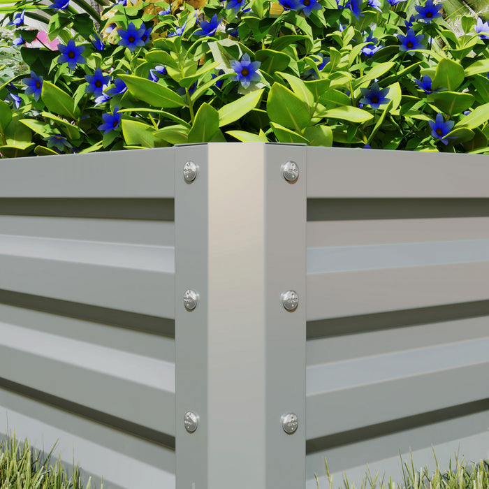 Outsunny 2' X 2' X 1' 2-pieces Raised Garden Bed, Light Grey