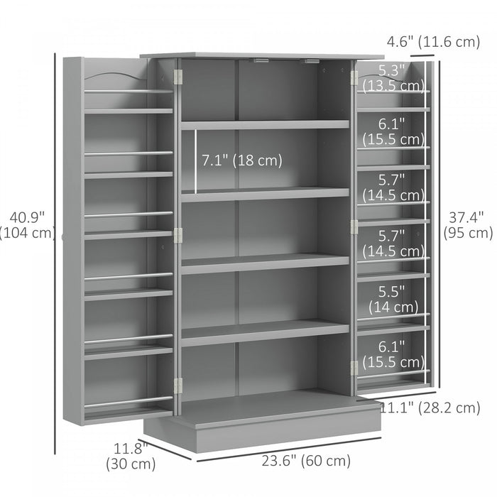 HOMCOM Kitchen Pantry Storage Cabinet w/ 5-tier Shelving Grey