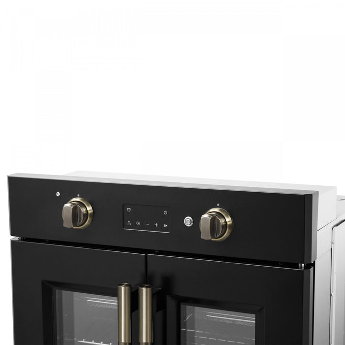 Forno Asti 30\" French Door Electric Wall Oven, Black, 3.68 cu. ft. - FBOEL1333-30BLK