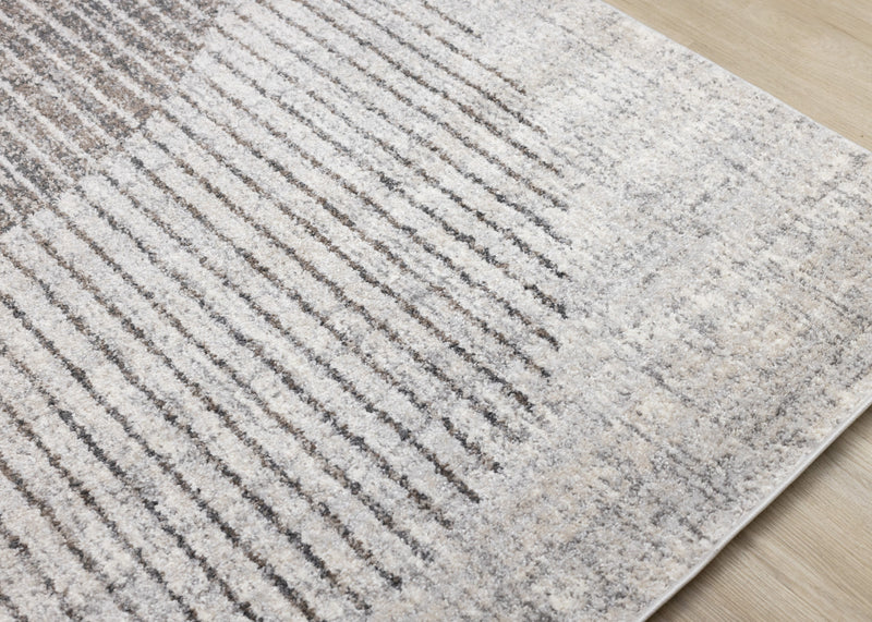 Solace Soft Low-Pile Grey White Merging Circles Area Rug - 7'10\" x 10'6\"