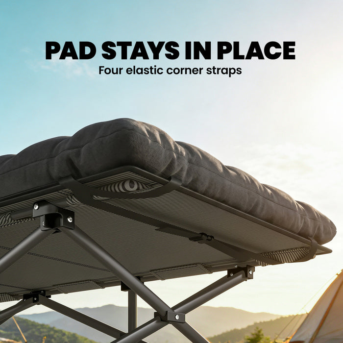 Outsunny Set of 2 Camping Cot with Pad, 32\" Extra Wide Folding Cots, Black