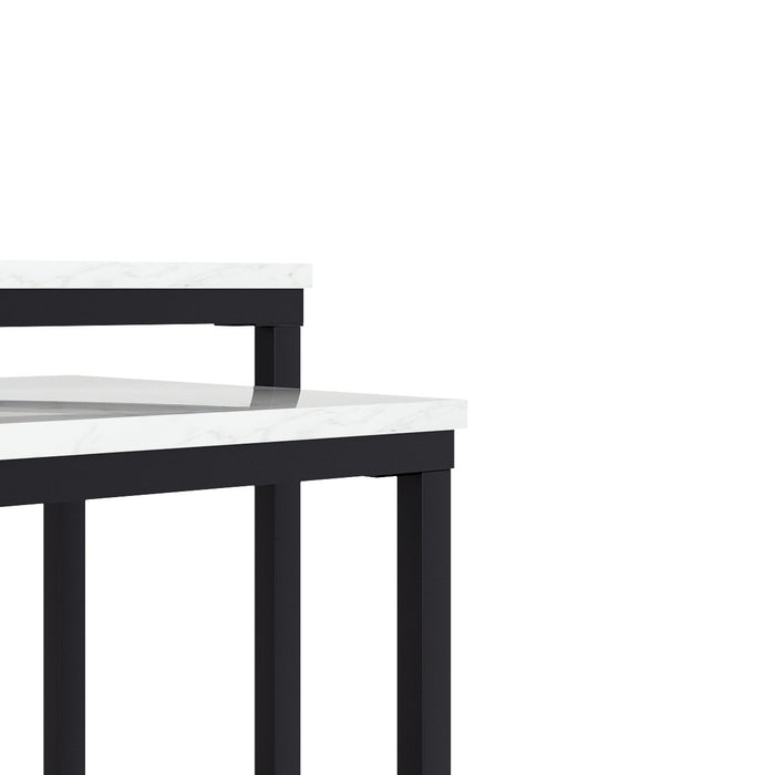 Quartz Two Square Nested Tables Marble Top