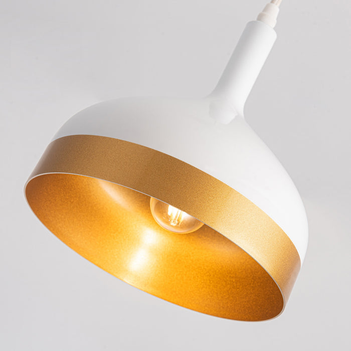 Dash Collection 8\" Pendant Ceiling Light - White & Gold