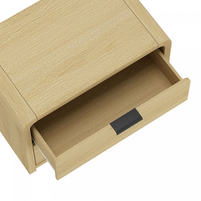 Grace Modern 28\" Nightstand in Natural Oak and Black (2-Drawer) - Set of 2