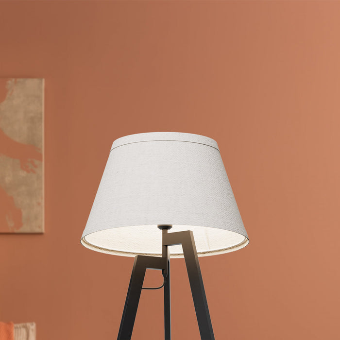 27\" Black Architectural Tripod Table Lamp with Textured Shade
