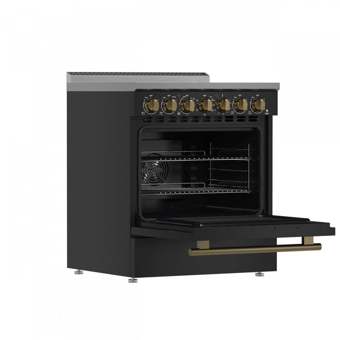 Forno Paolo 30\" Black Electric Range, 4.38 CU.FT. - FFSEL6011-30BLK