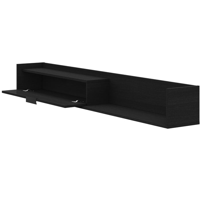 Nordika Slim 72\" Wall-Mounted TV Stand with Storage Cabinet - Black